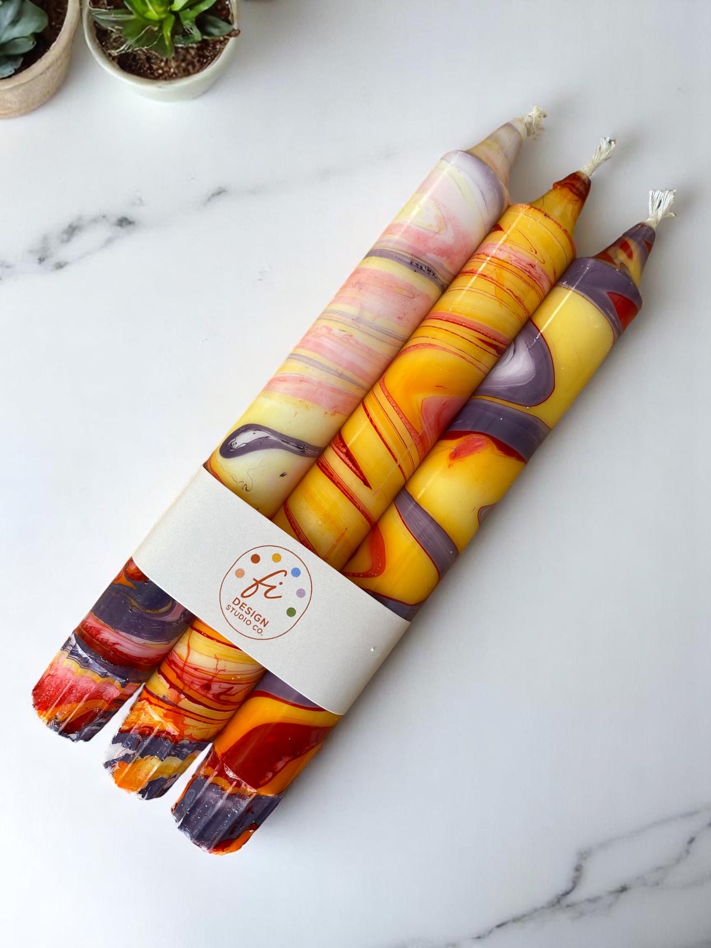 Marbled Light Collection | Barcelonetta Candle Set | 2.3x20 cm