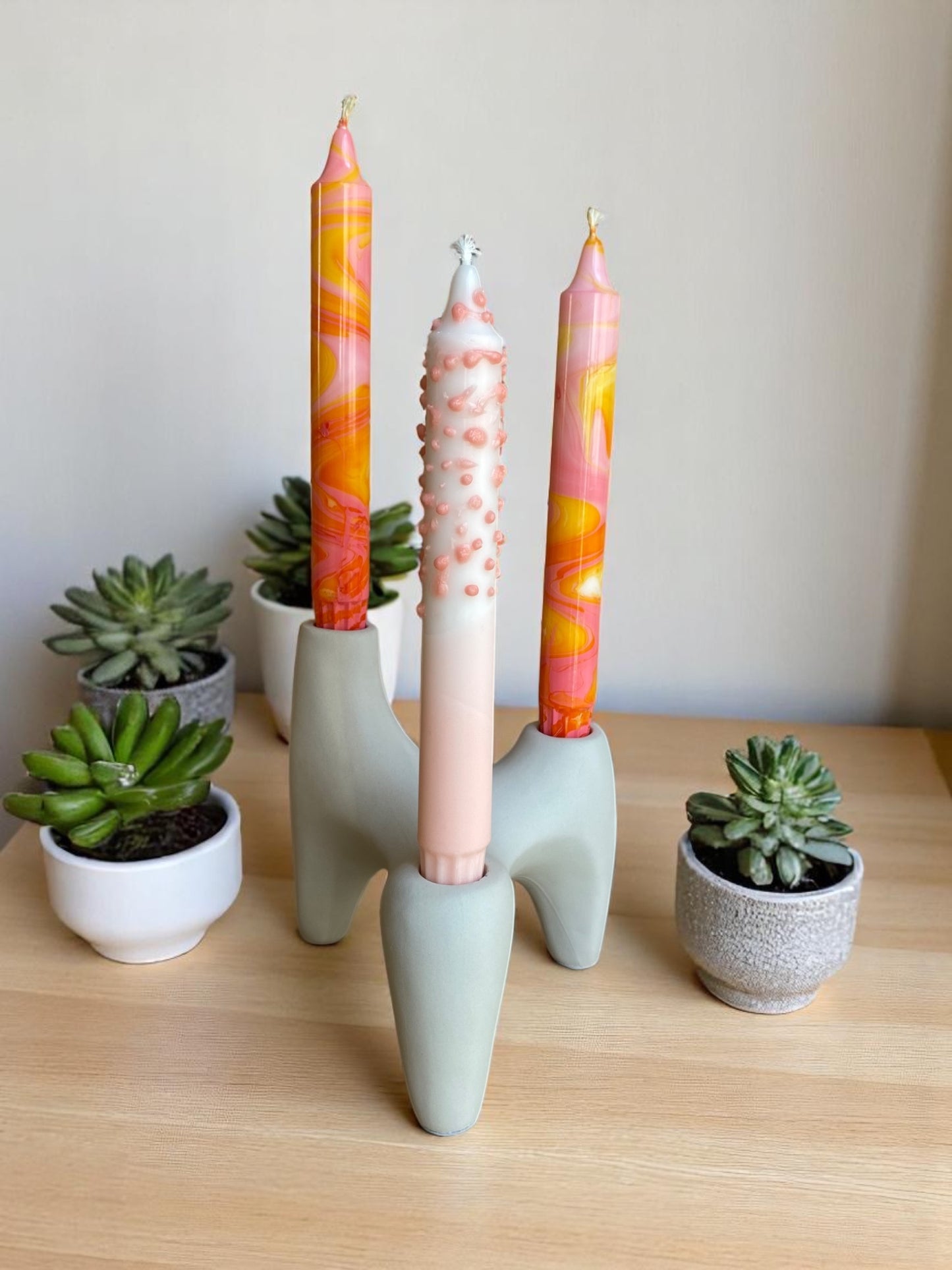 Marbled Light Collection | Loli-Pop Candle Set | 2.3x20 cm