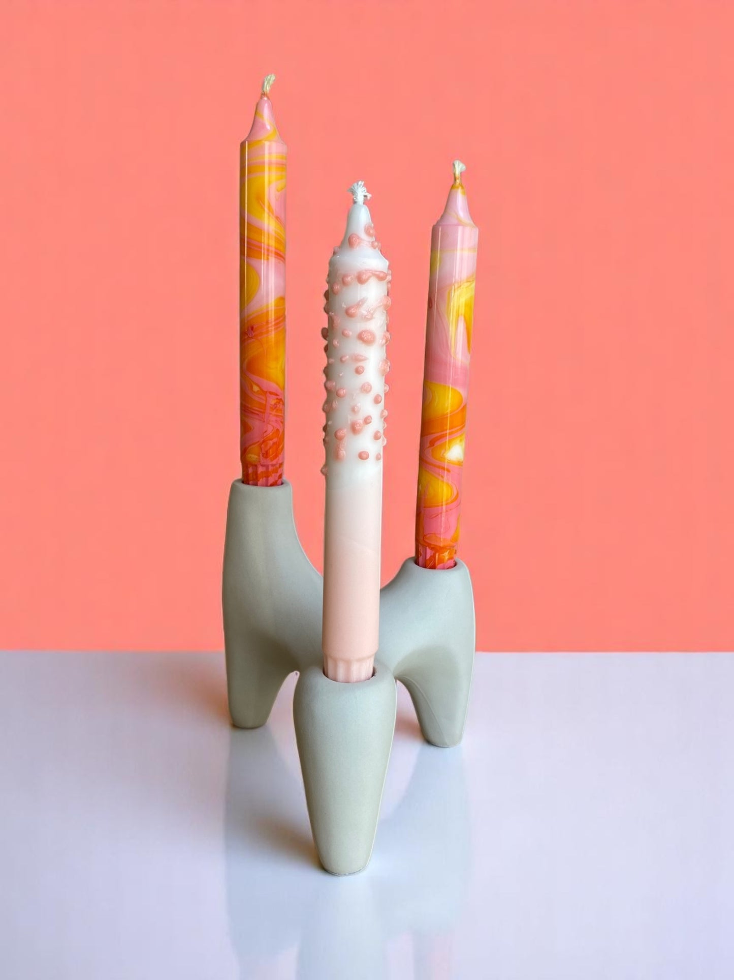 Marbled Light Collection | Loli-Pop Candle Set | 2.3x20 cm