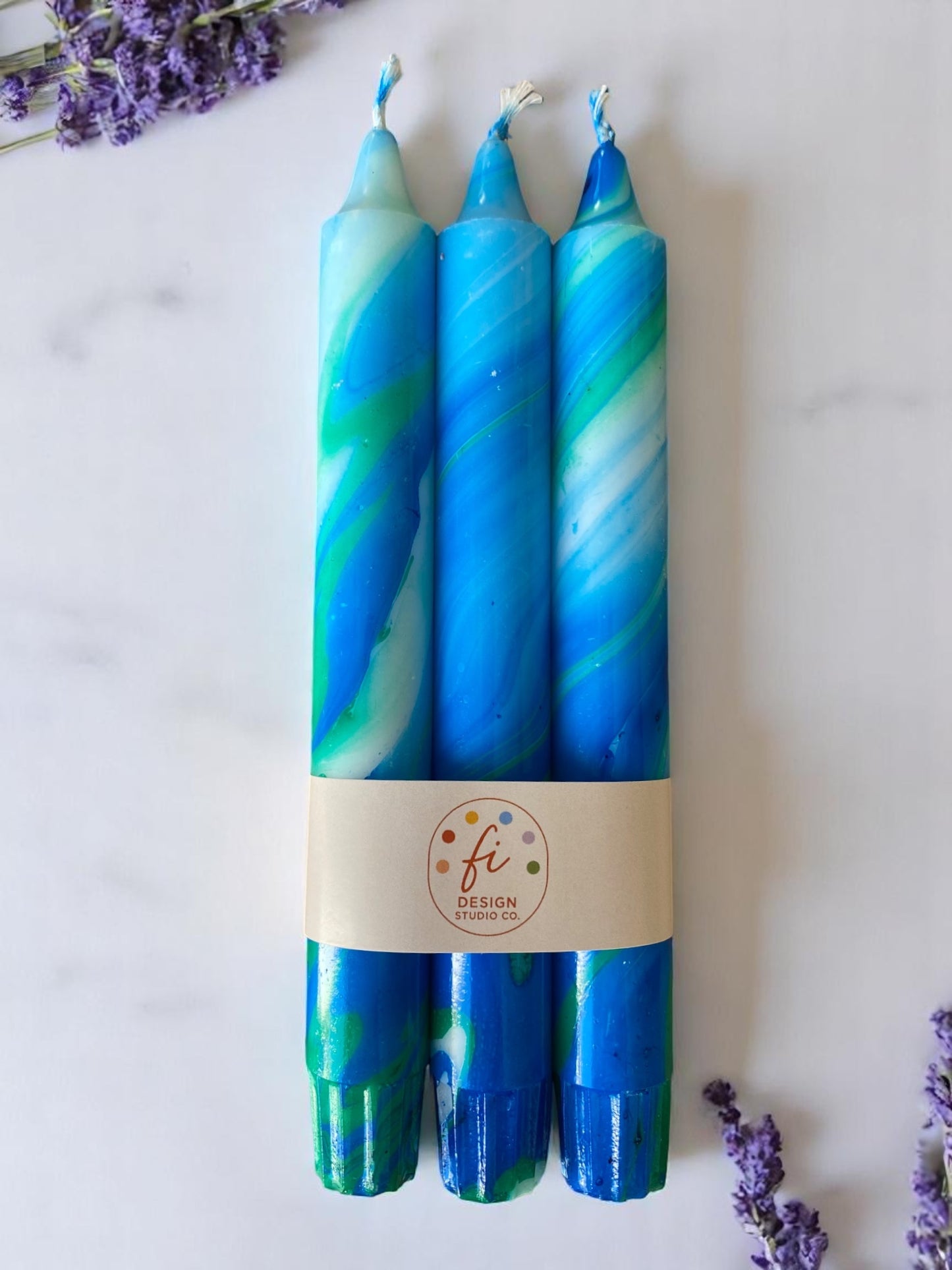 Marbled Light Collection | Lagoon Light Candle Set | 2.3x20 cm