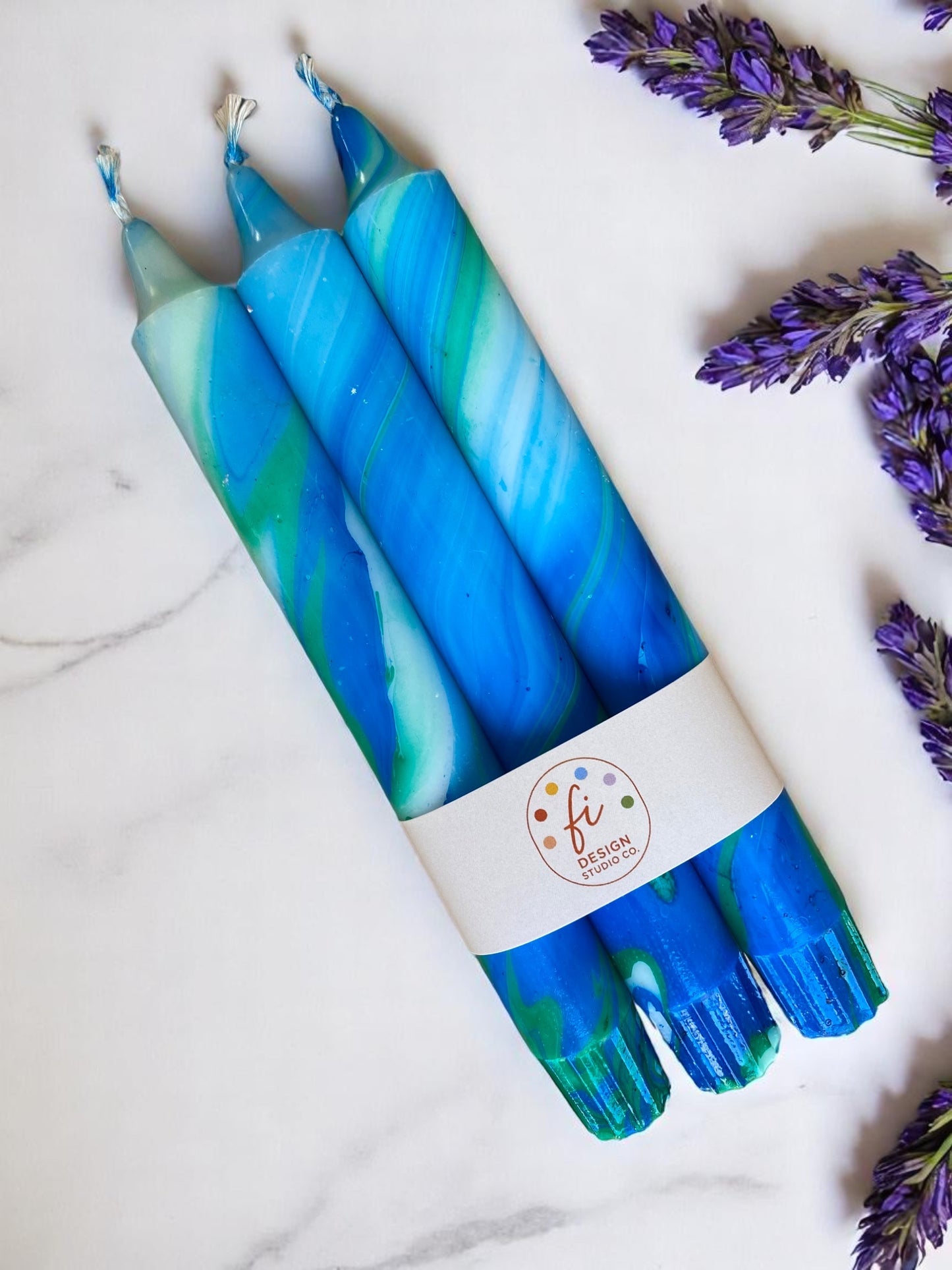 Marbled Light Collection | Lagoon Light Candle Set | 2.3x20 cm