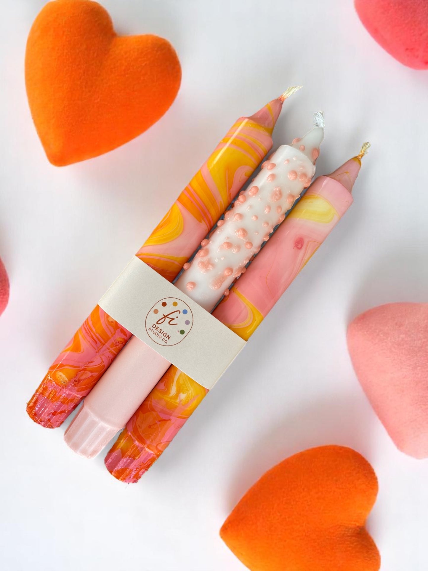 Marbled Light Collection | Loli-Pop Candle Set | 2.3x20 cm