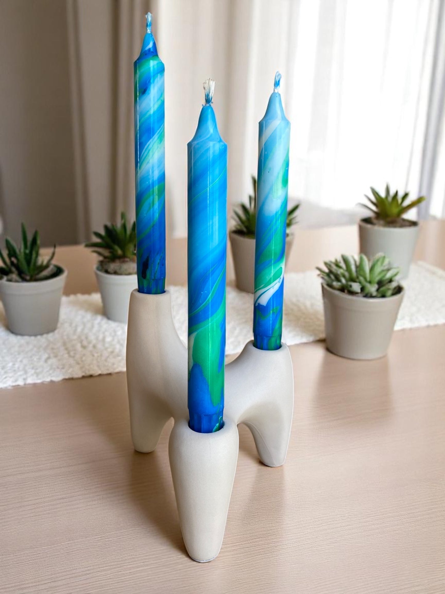 Marbled Light Collection | Lagoon Light Candle Set | 2.3x20 cm