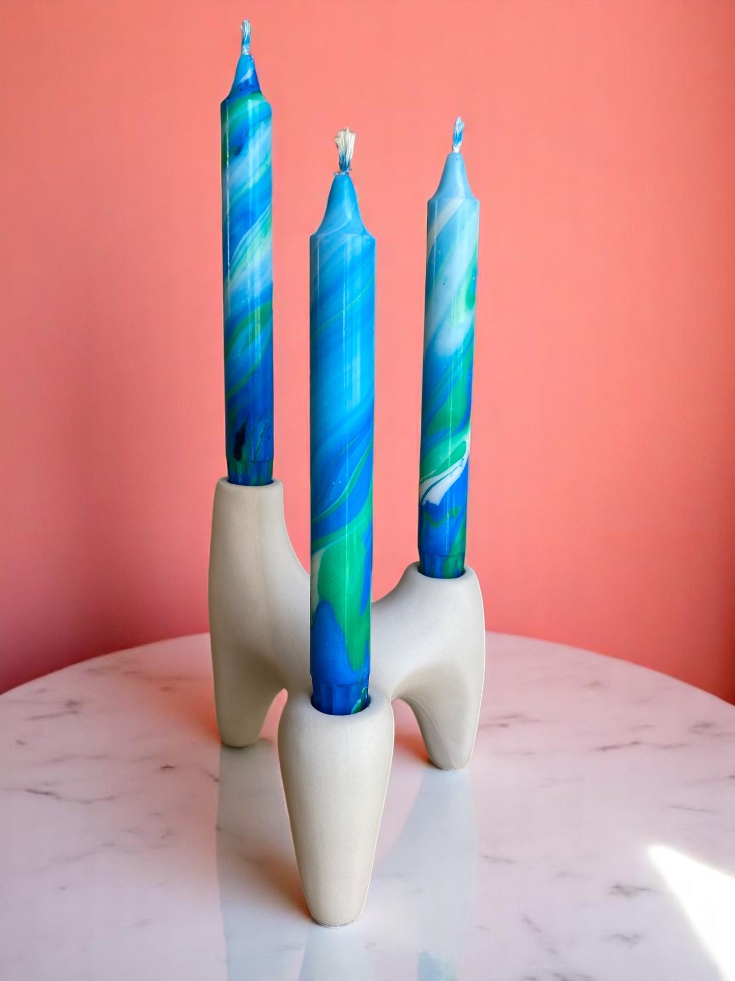 Marbled Light Collection | Lagoon Light Candle Set | 2.3x20 cm