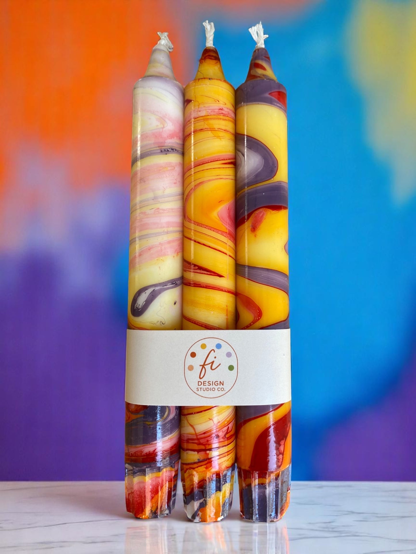 Marbled Light Collection | Barcelonetta Candle Set | 2.3x20 cm