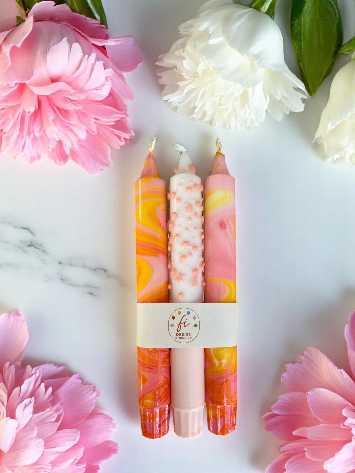 Marbled Light Collection | Loli-Pop Candle Set | 2.3x20 cm