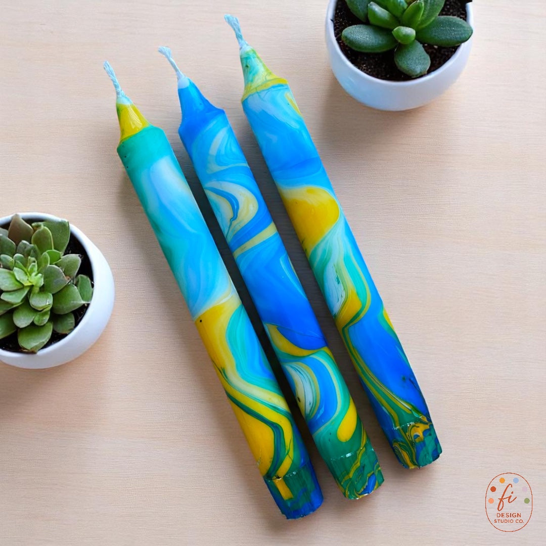 Marbled Light Collection | Starry Night Candle Set | 2.3x20 cm