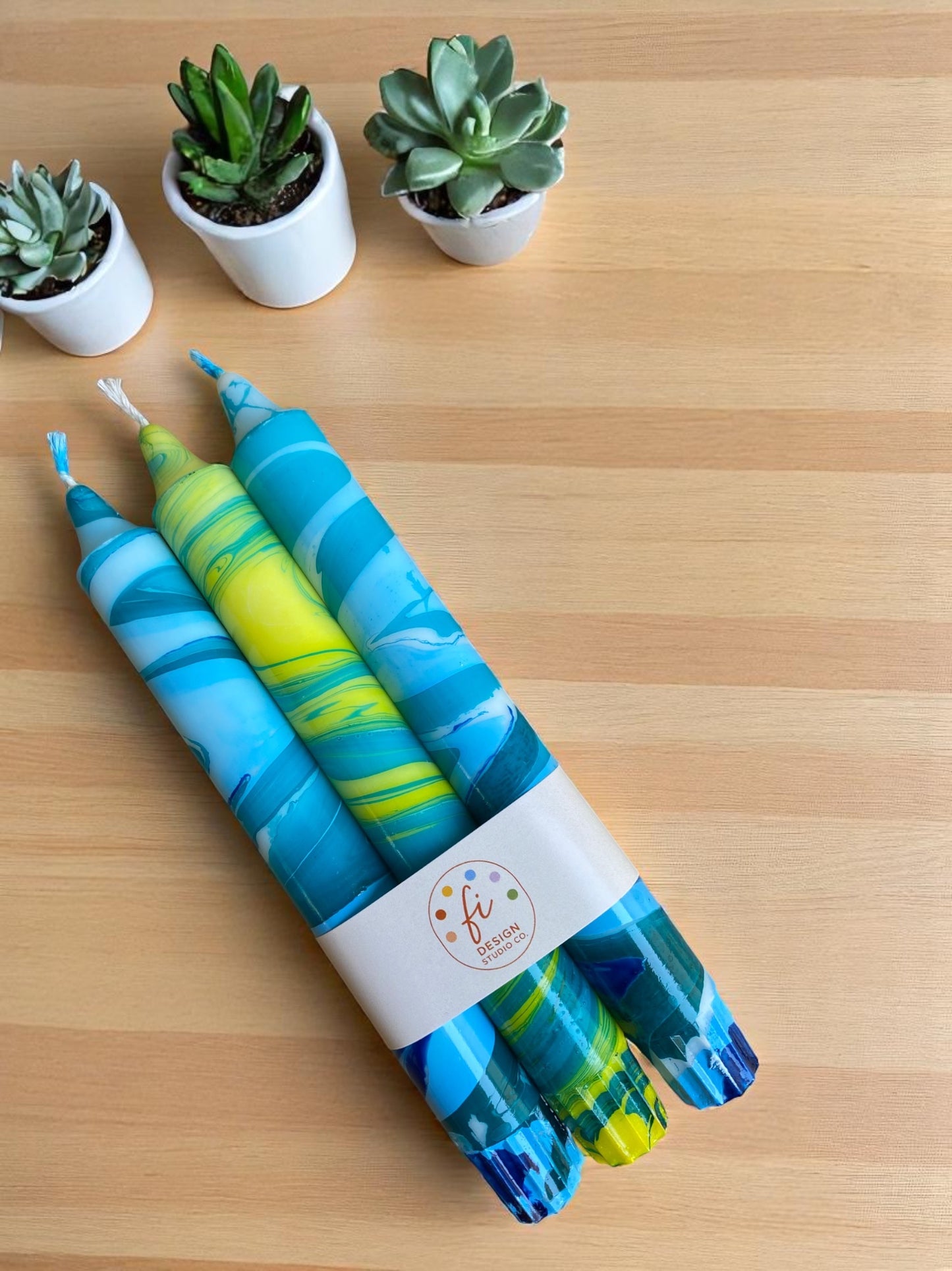 Marbled Light Collection | Ocean Bloom Candle Set | 2.3x20 cm