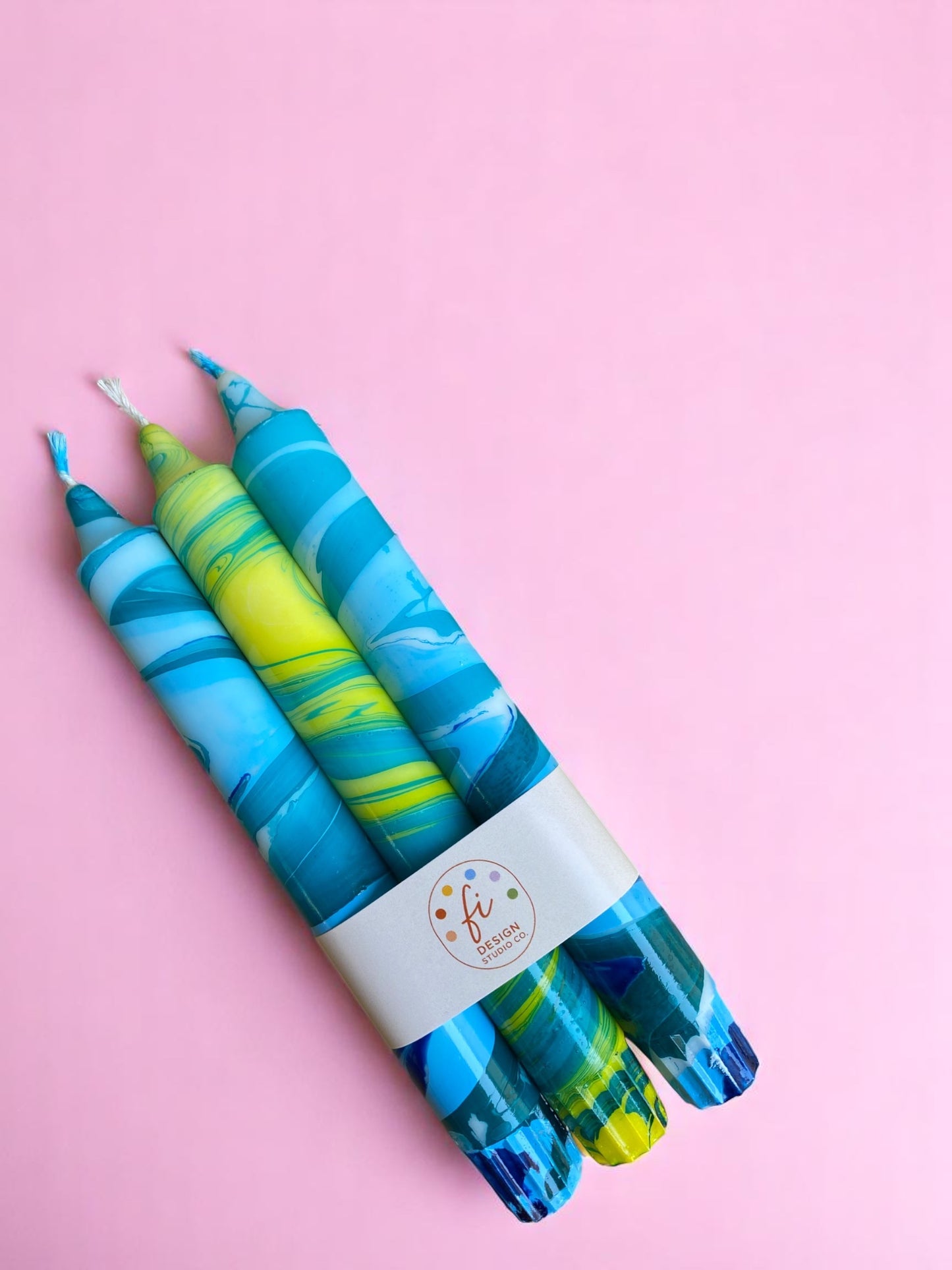 Marbled Light Collection | Ocean Bloom Candle Set | 2.3x20 cm