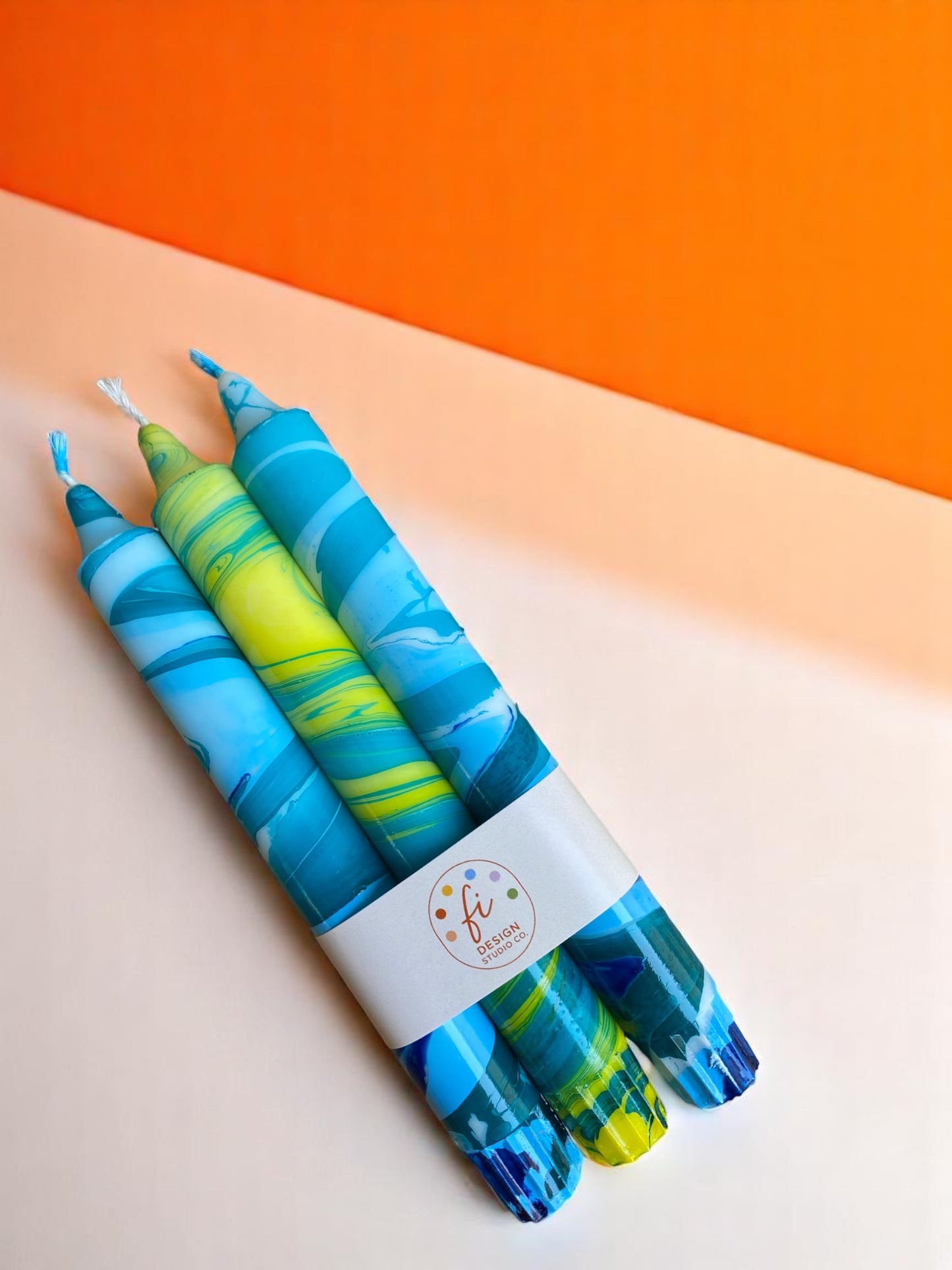 Marbled Light Collection | Ocean Bloom Candle Set | 2.3x20 cm