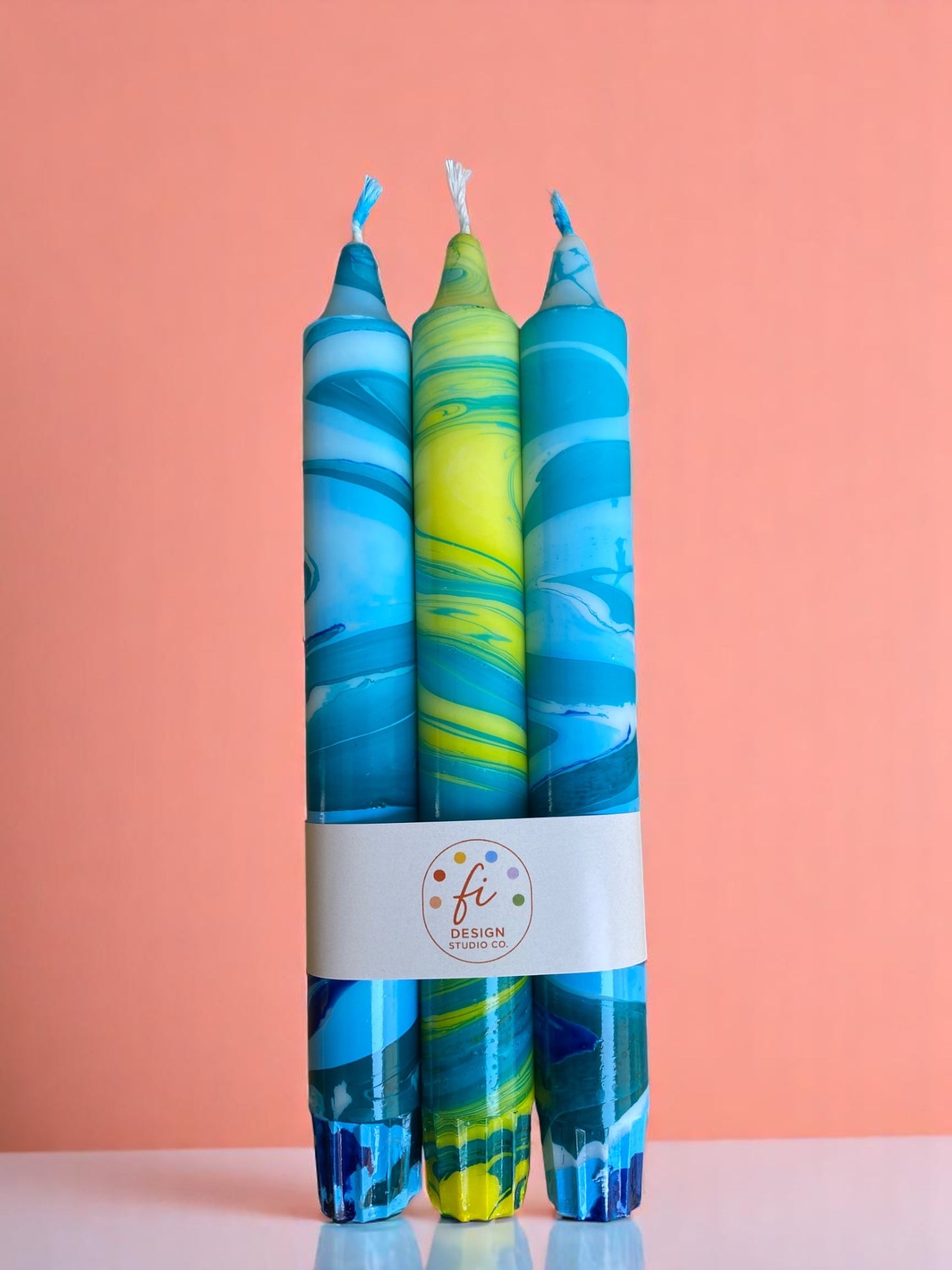 Marbled Light Collection | Ocean Bloom Candle Set | 2.3x20 cm