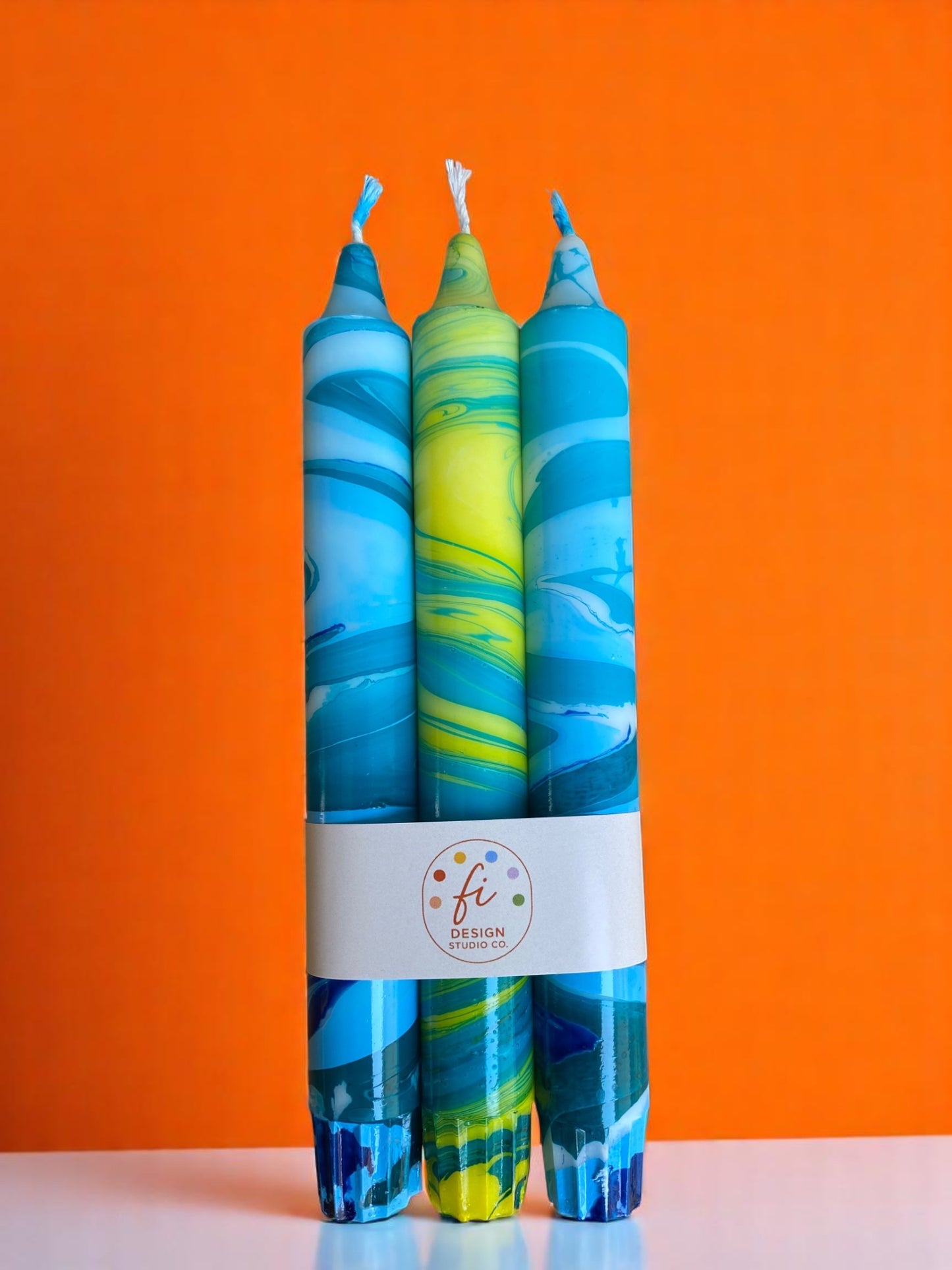 Marbled Light Collection | Ocean Bloom Candle Set | 2.3x20 cm
