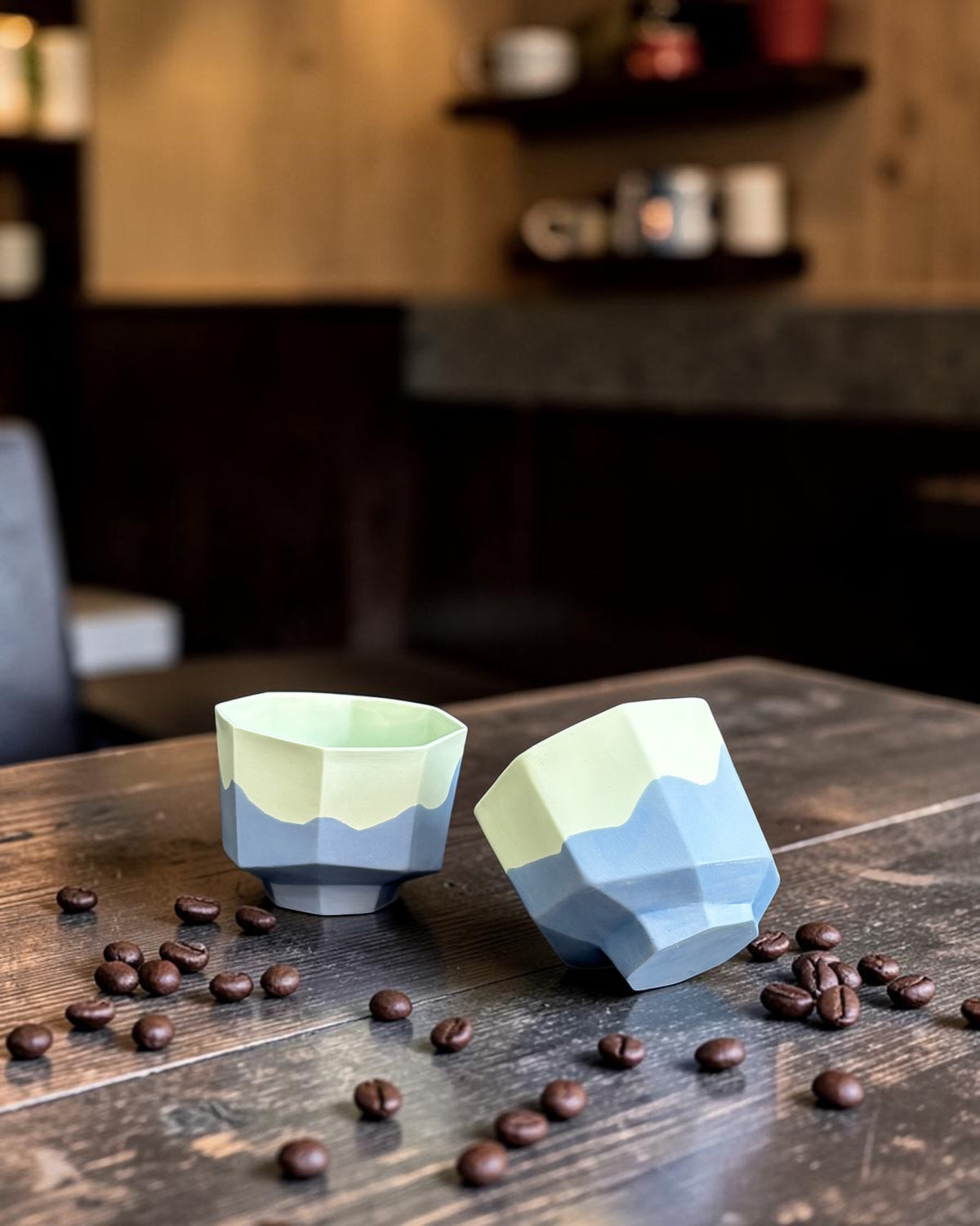 ALLURE El Yapımı Limoges Porselen Kahve Fincanı | Wave Mint & Mavi