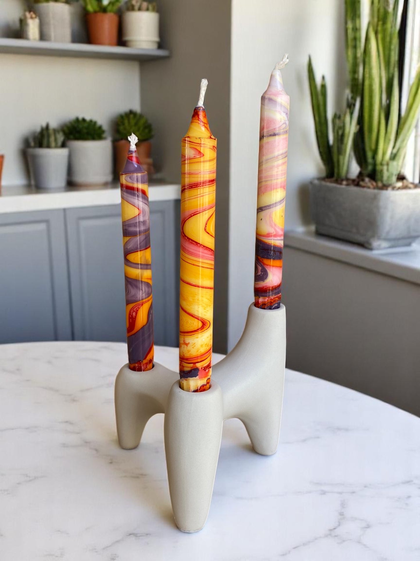 Marbled Light Collection | Barcelonetta Candle Set | 2.3x20 cm