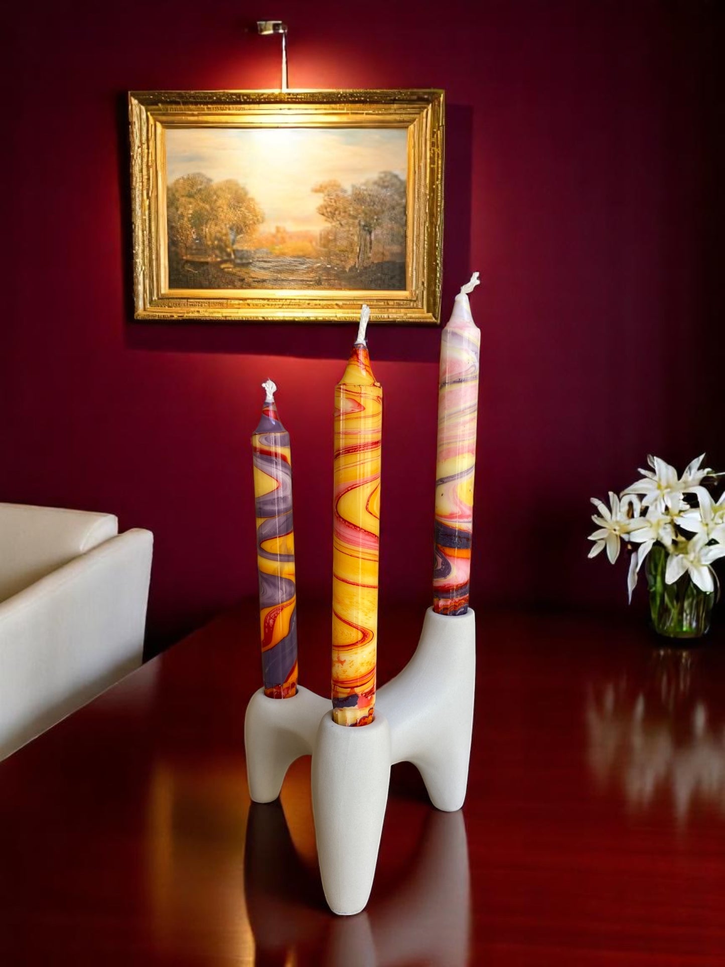 Marbled Light Collection | Barcelonetta Candle Set | 2.3x20 cm