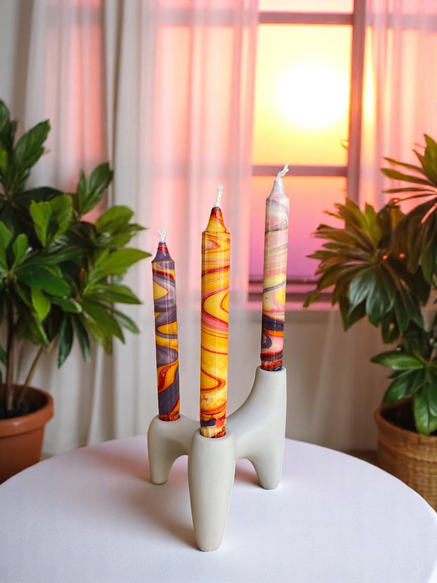 Marbled Light Collection | Barcelonetta Candle Set | 2.3x20 cm