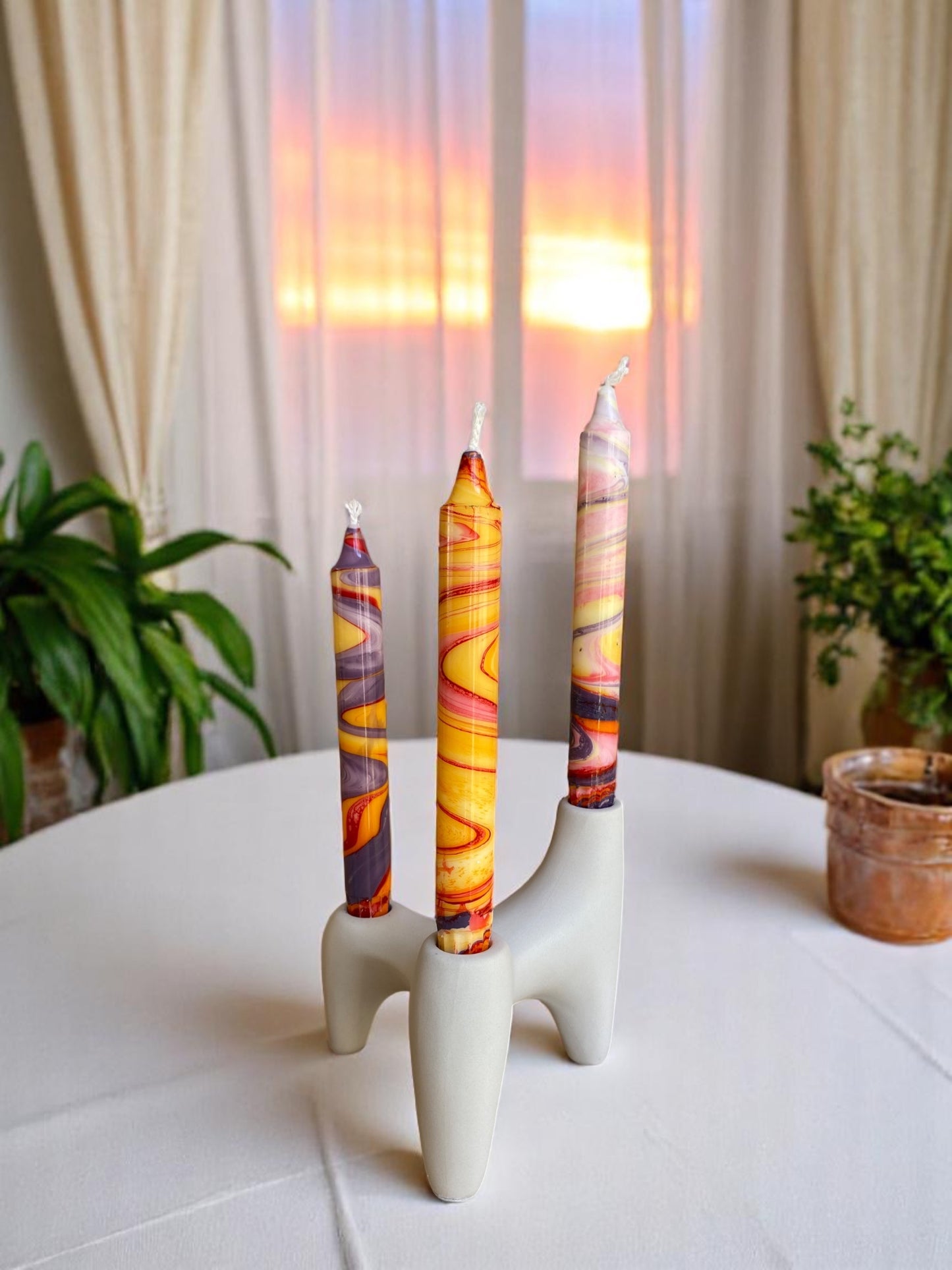 Marbled Light Collection | Barcelonetta Candle Set | 2.3x20 cm