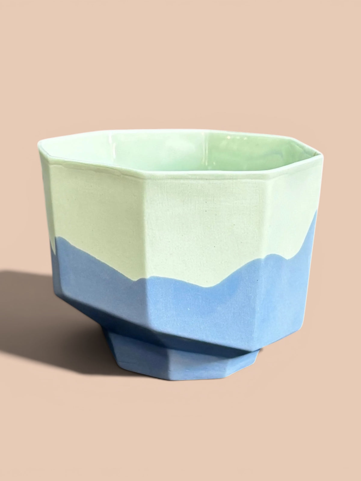 ALLURE El Yapımı Limoges Porselen Kahve Fincanı | Wave Mint & Mavi