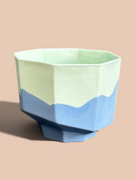 ALLURE El Yapımı Limoges Porselen Kahve Fincanı | Wave Mint & Mavi