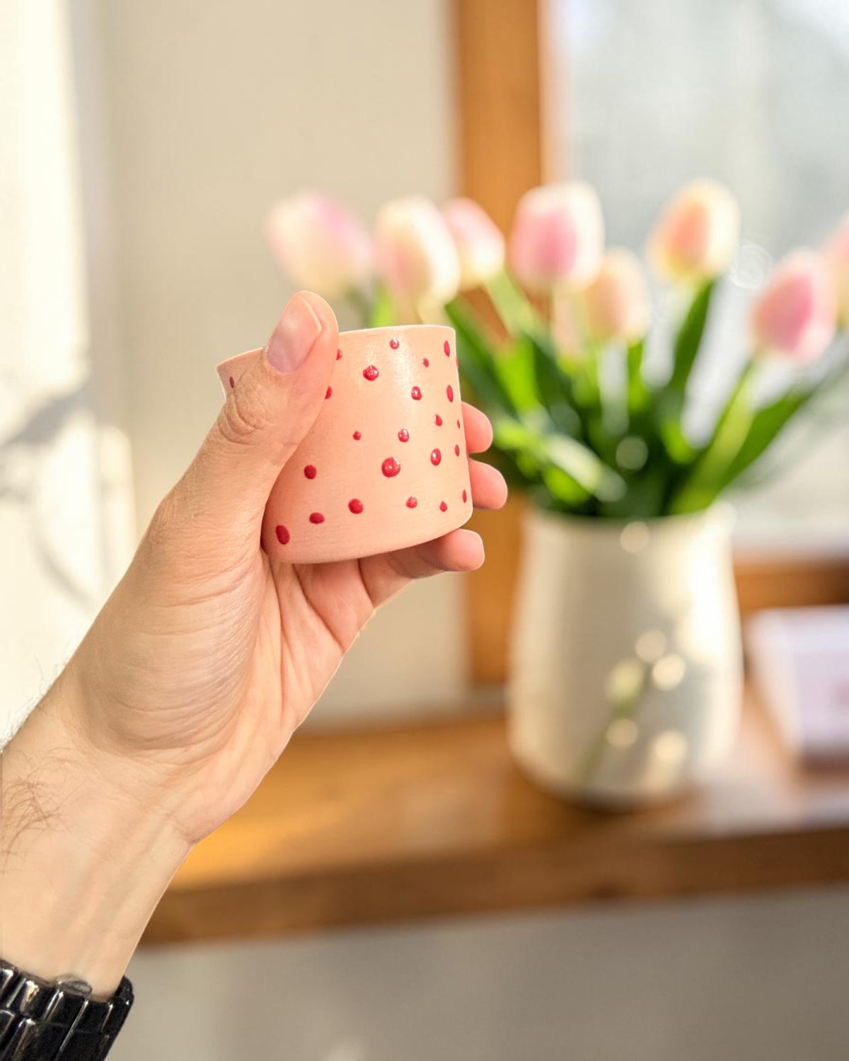 SPRINKLE El Yapımı Limoges Porselen Kahve Fincanı | Turuncu - Kırmızı