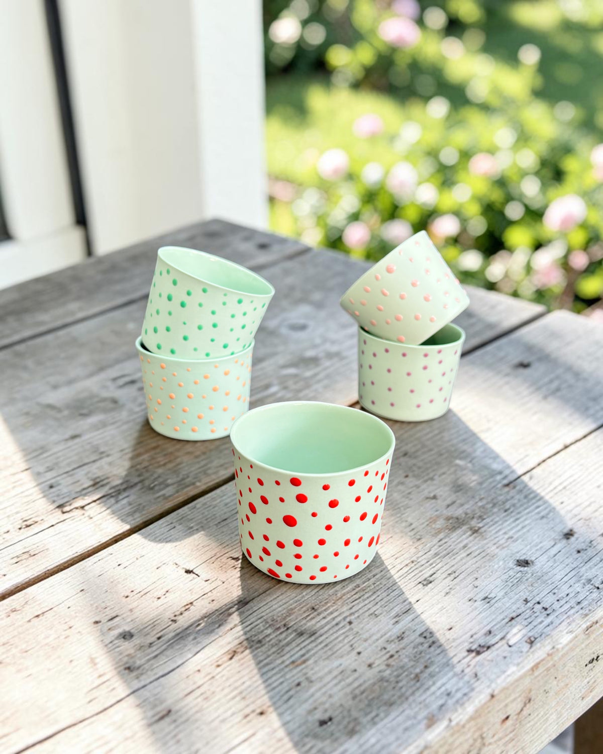 SPRINKLE El Yapımı Limoges Porselen Kahve Fincanı | Mint - Pembe