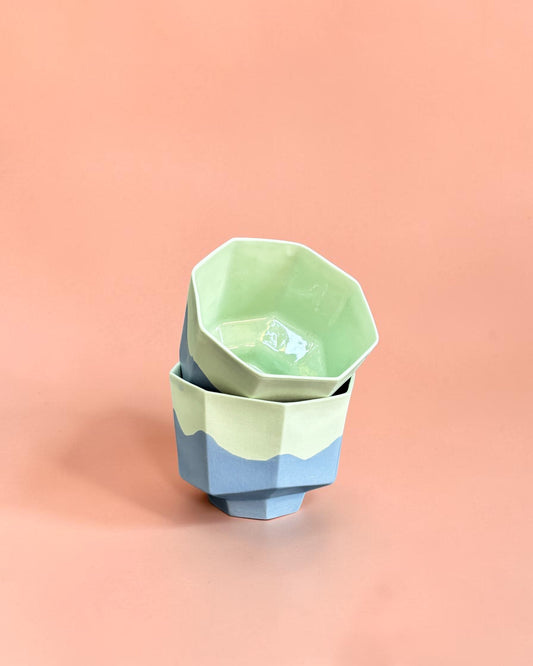 ALLURE El Yapımı Limoges Porselen Kahve Fincanı | Wave Mint & Mavi
