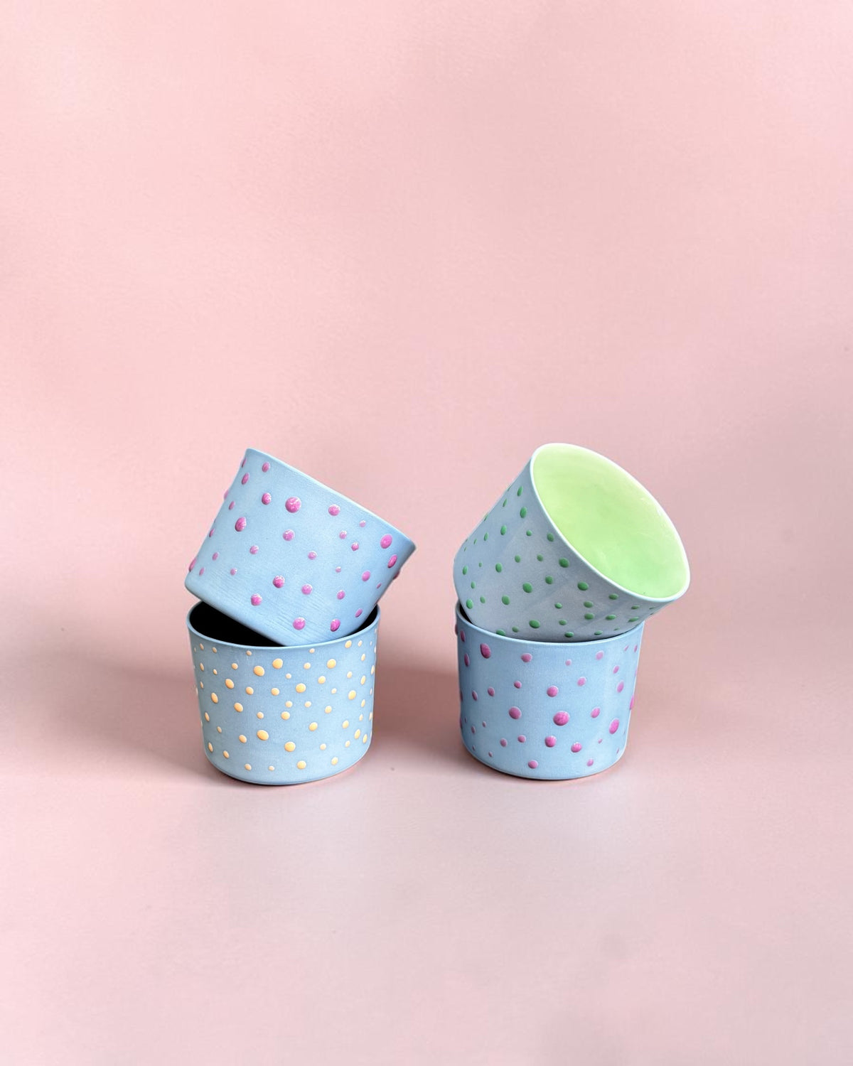 SPRINKLE El Yapımı Limoges Porselen Kahve Fincanı | Mavi - Turuncu