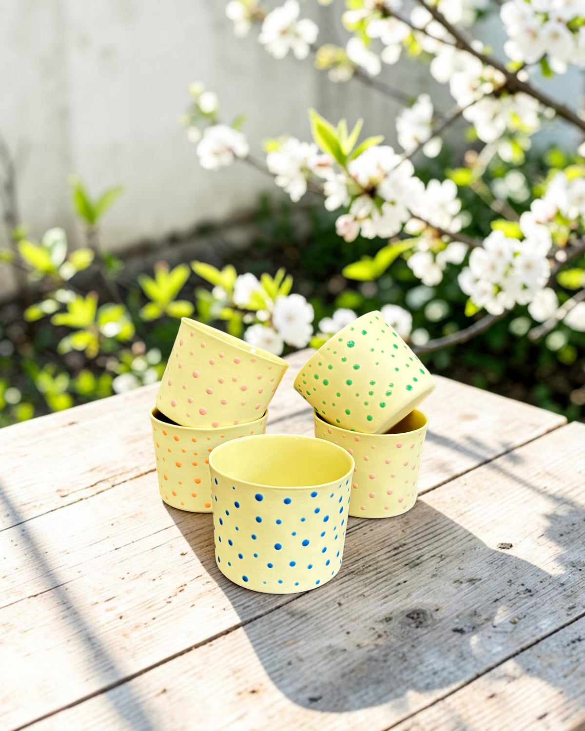 SPRINKLE El Yapımı Limoges Porselen Kahve Fincanı | Sarı - Yeşil