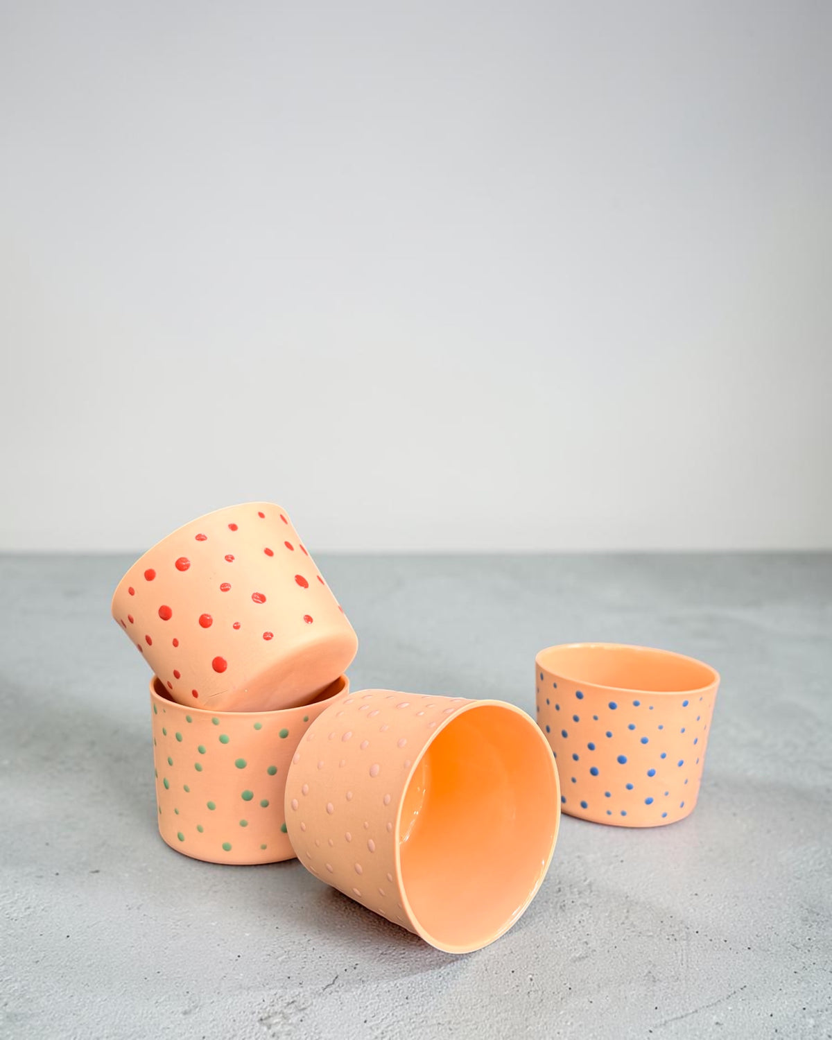 SPRINKLE El Yapımı Limoges Porselen Kahve Fincanı | Turuncu - Pembe