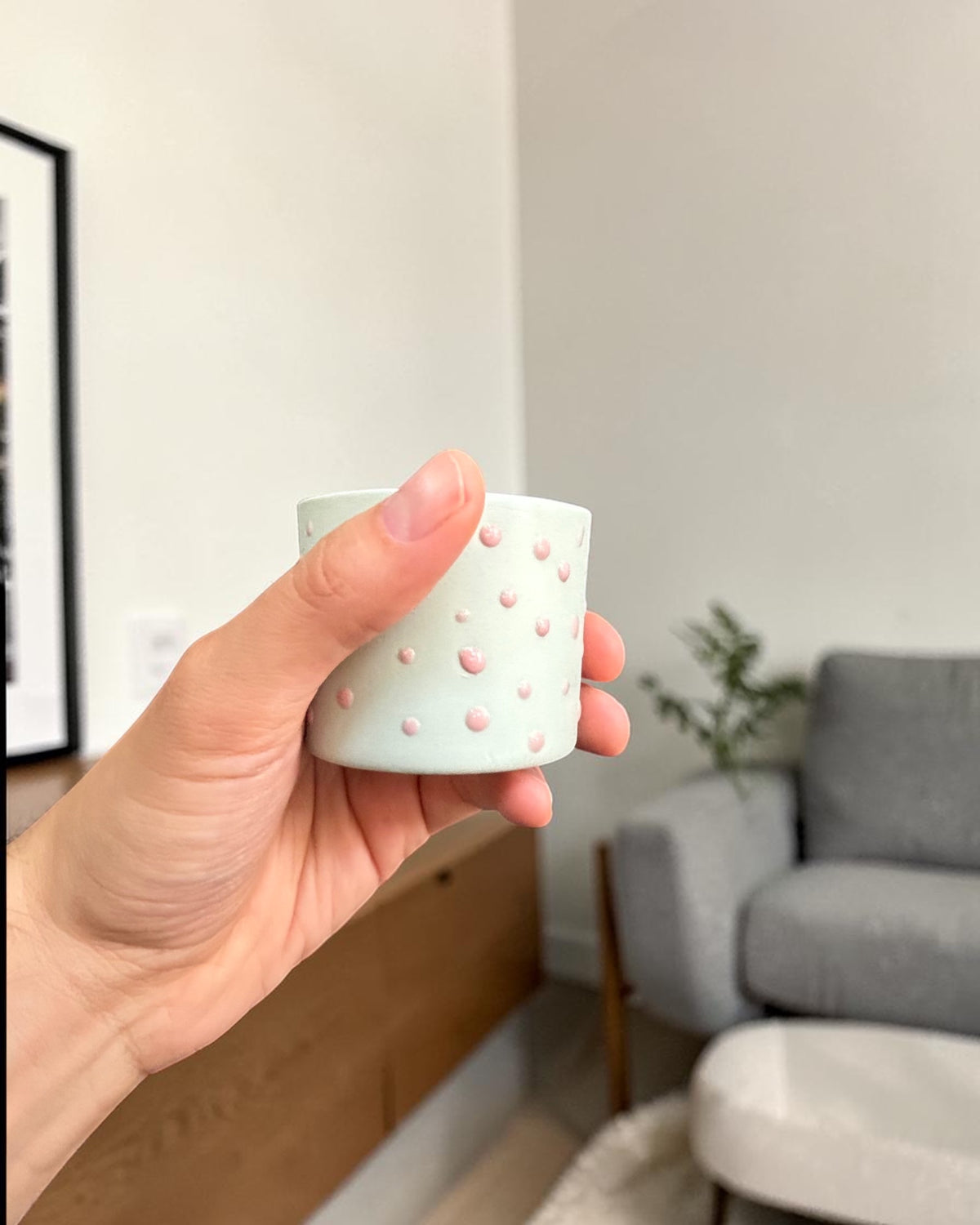SPRINKLE El Yapımı Limoges Porselen Kahve Fincanı | Mint - Pembe