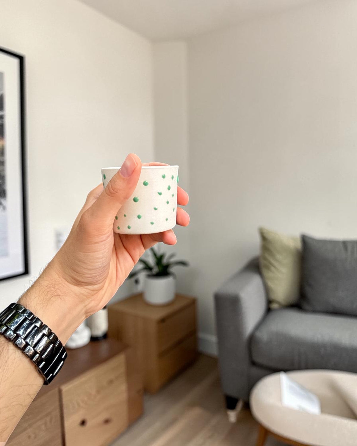 SPRINKLE El Yapımı Limoges Porselen Kahve Fincanı | Beyaz - Kırmızı