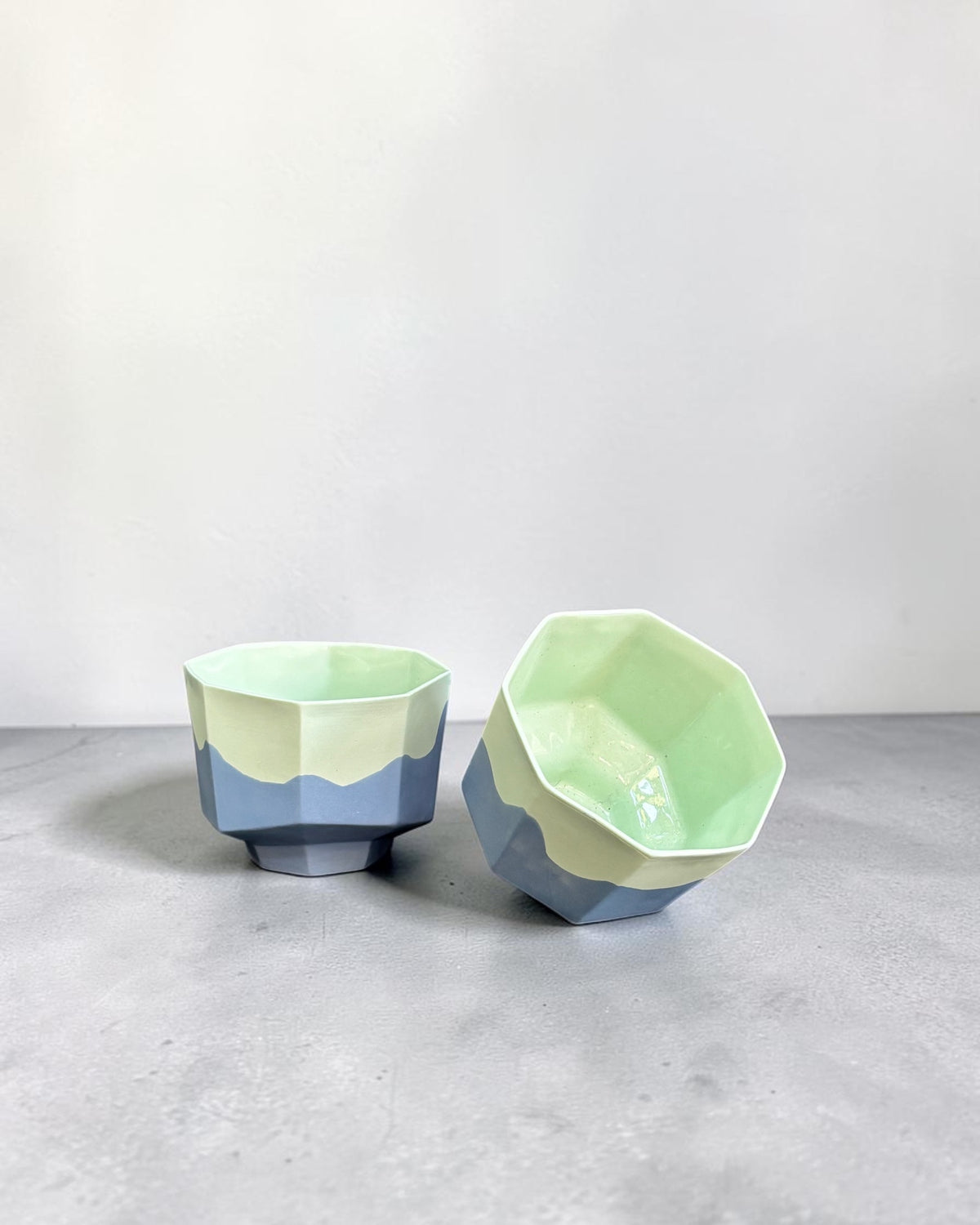 ALLURE El Yapımı Limoges Porselen Kahve Fincanı | Wave Mint & Mavi