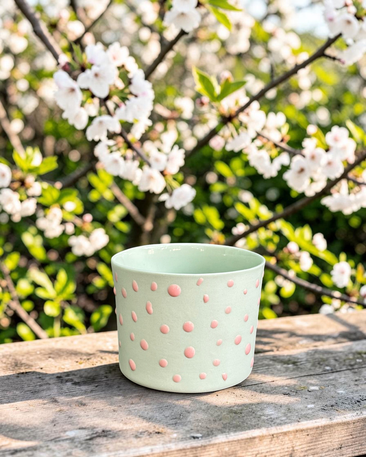 SPRINKLE El Yapımı Limoges Porselen Kahve Fincanı | Mint - Pembe