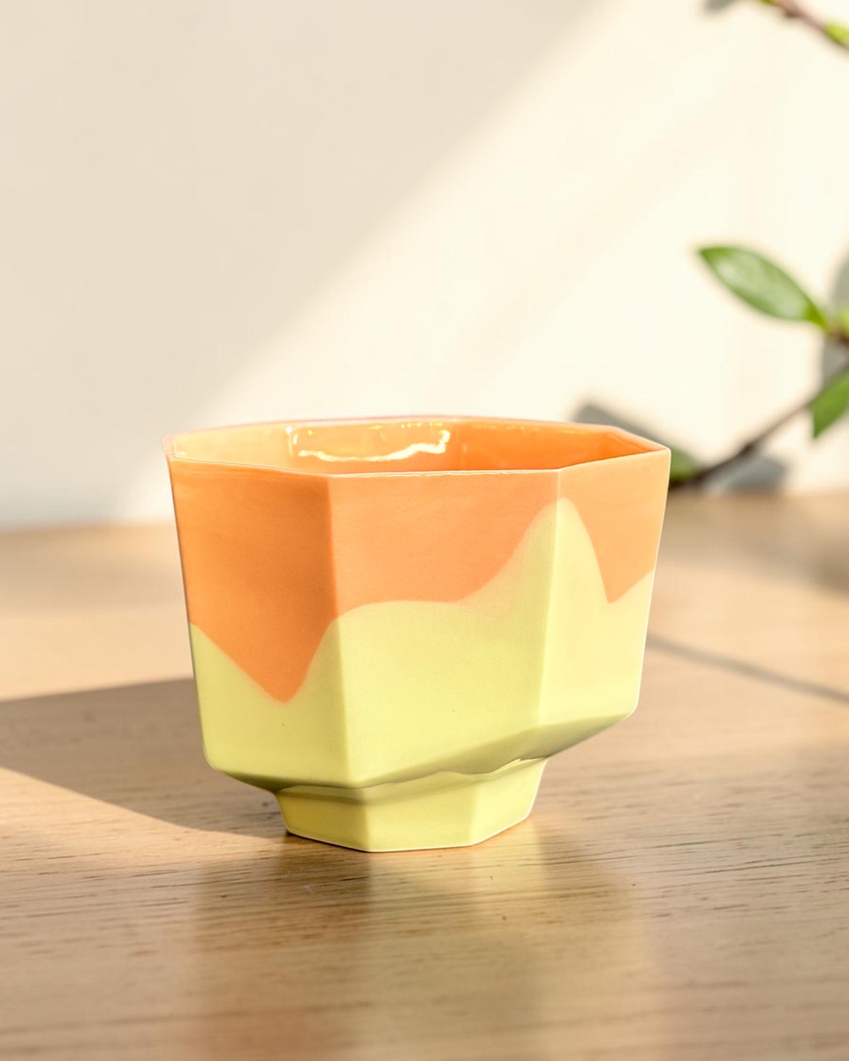 ALLURE El Yapımı Limoges Porselen Kahve Fincanı | Wave Sarı - Turuncu