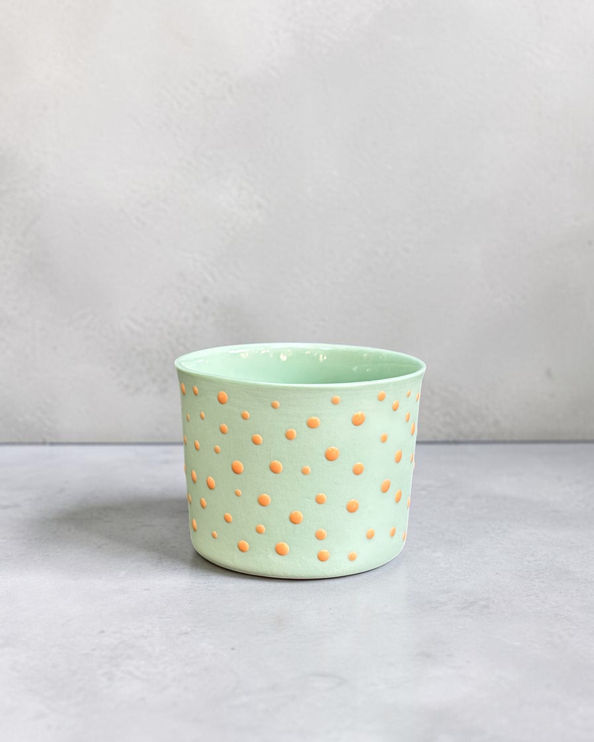 SPRINKLE El Yapımı Limoges Porselen Kahve Fincanı | Mint - Turuncu