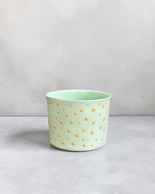 SPRINKLE El Yapımı Limoges Porselen Kahve Fincanı | Mint - Turuncu