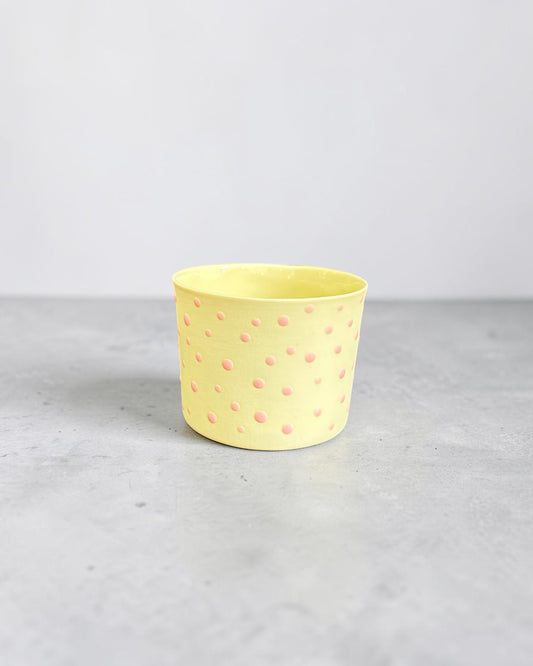 SPRINKLE El Yapımı Limoges Porselen Kahve Fincanı | Sarı - Pembe