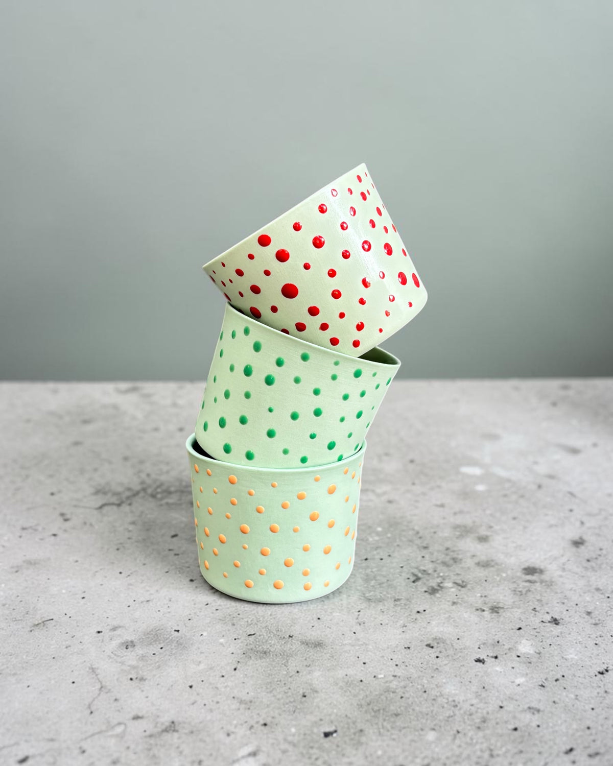 SPRINKLE El Yapımı Limoges Porselen Kahve Fincanı | Mint - Turuncu