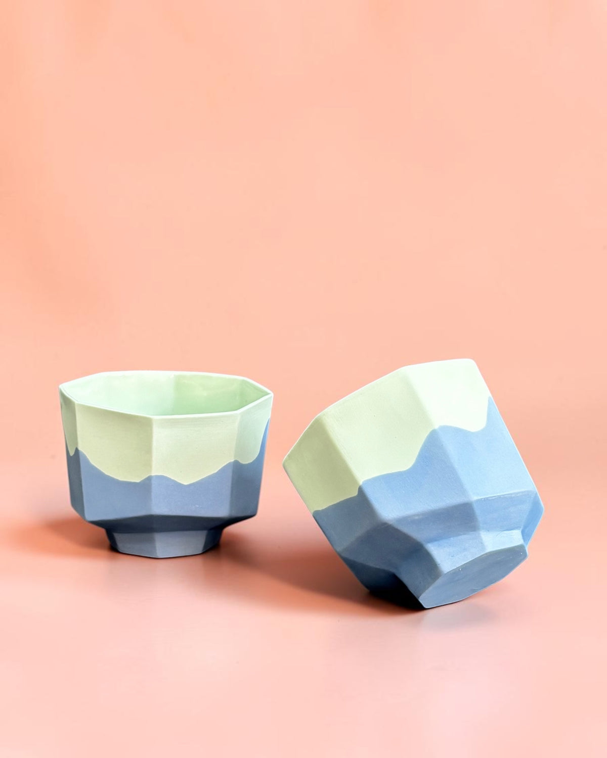 ALLURE El Yapımı Limoges Porselen Kahve Fincanı | Wave Mint & Mavi