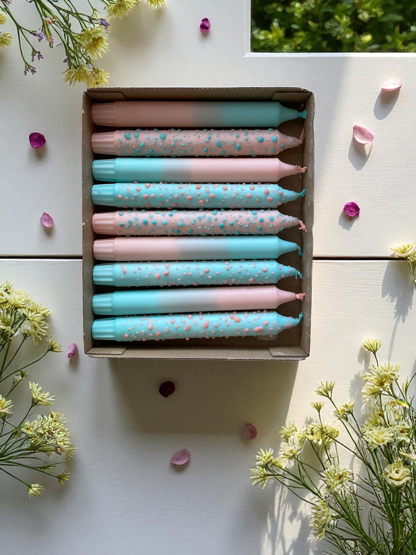 Joyful Glow Koleksiyonu | Pink & Green Tapper Candle |