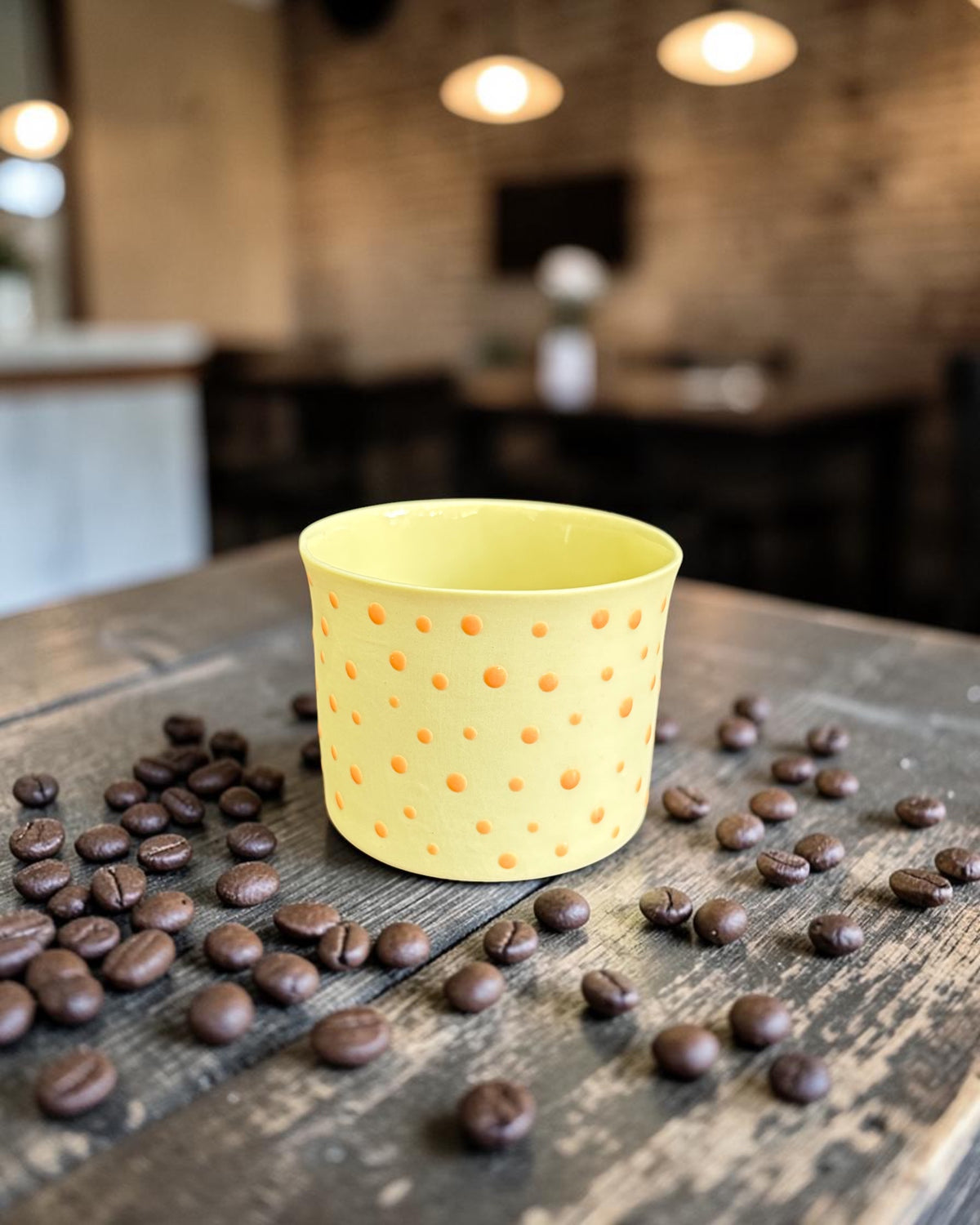 SPRINKLE El Yapımı Limoges Porselen Kahve Fincanı | Sarı - Turuncu